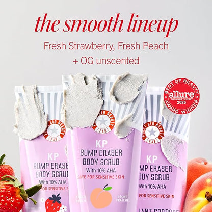 First Aid Beauty KP Bump Eraser Body Scrub with 10% AHA, Keratosis Pilaris Skin Exfoliator with Glycolic and Lactic acids, Helps Reduce Chicken Bumps, Safe for Sensitive Skin, 8 oz