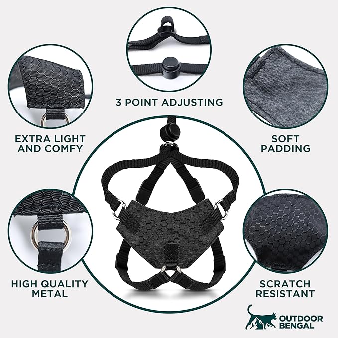 Houdini™ Escape Proof Cat Harness and Leash Set by OutdoorBengal – Tactical Vest for Walking – Extra Large, Adjustable, Long - Houdini Cat Harness Escape Proof for Large Cats + Leash (Pink, XL)