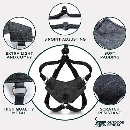 Houdini™ Escape Proof Cat Harness and Leash Set by OutdoorBengal – Tactical Vest for Walking – Extra Large, Adjustable, Long - Houdini Cat Harness Escape Proof for Large Cats + Leash (Pink, XL)