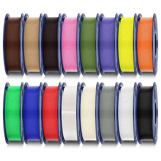SUNLU PLA Plus Filament 16 Color Bundle Multicolor, PLA+ 3D Printer Filament 1.75mm, Mini Spool, Individually Vacuum Packed, 16 Pack.
