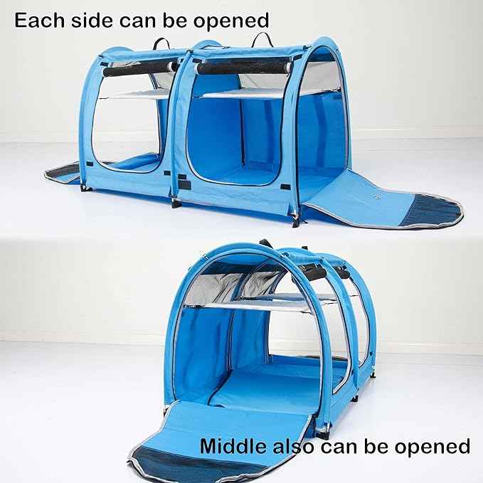 Mispace Portable 2 Pet Carriers for Cats Collapsible Cat Condo for Car Travel Pet Kennel Show Cages with Portable Carry Bag Hammocks Mats and Litter Box