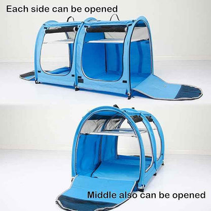 Mispace Portable 2 Pet Carriers for Cats Collapsible Cat Condo for Car Travel Pet Kennel Show Cages with Portable Carry Bag Hammocks Mats and Litter Box