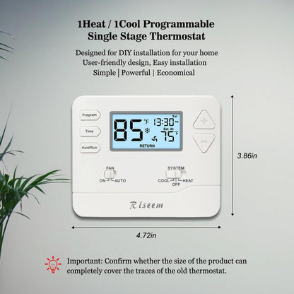 Programmable Thermostat for Home,Conventional Single-Stage Systems,5-1-1 Day Programmable Digital Energy-Saving Thermostat,Up to 1 Heat/1 Cool Compatible with Gas System，White Backlight