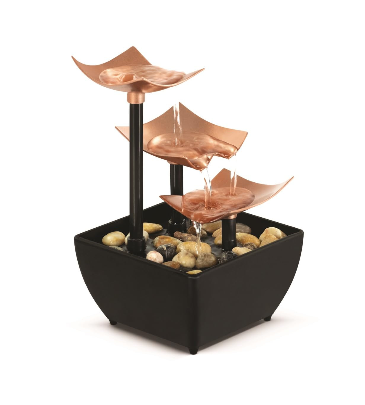 Homedics Tabletop Water Fountain, Home Décor Soothing Sound Machine - Automatic Pump, Deep Basin & Natural River Rocks. Indoor Zen Relaxation for Office, Living Room, or Bedroom, 8.25” Tall