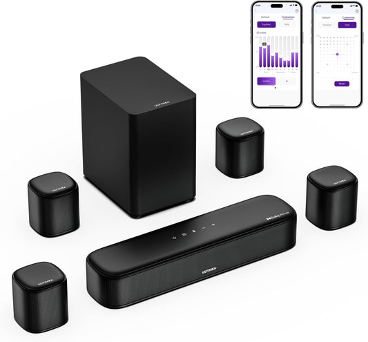 7.1Ch Sound Bar with Dolby Atmos, Surround Sound System for TV with 4 Surround Speakers, Sound Bar for Smart TV with App Control, Soundbar with Subwoofer for Home Theater, HDMI Earc, Aura A60