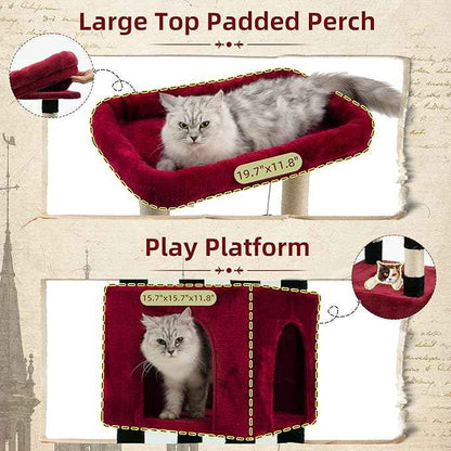 Cat Tree for Indoor Cats Large Adult, Heavy Duty Cat Tree for Large Cats 20 lbs+, Cat Condo with Big Wooden Perch, Cat Tower with 14 Scratching Posts, Hammock, Black GCT023BR