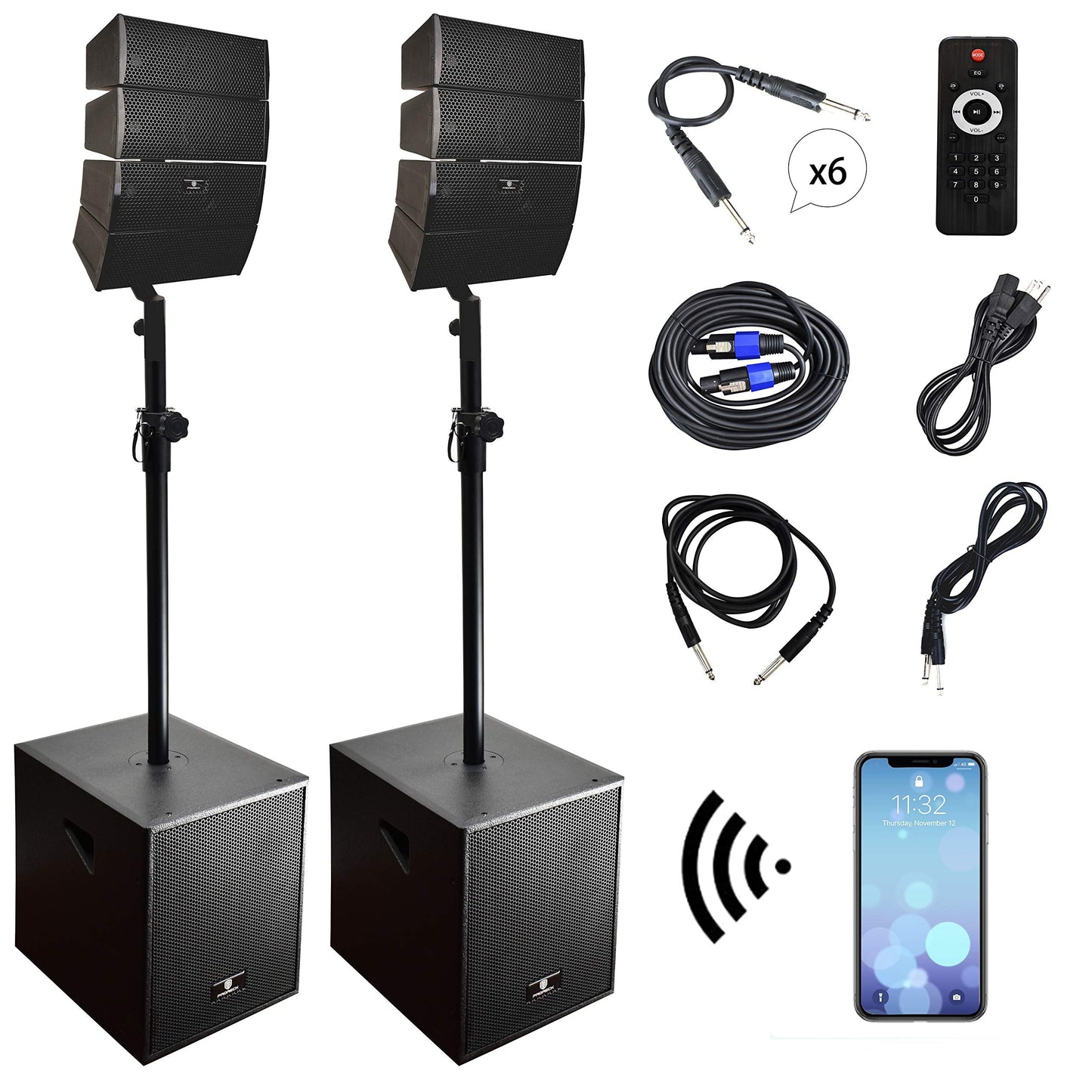Proreck Club 3000 12-Inch 4000W Dj Powered Pa Speaker System Combo Set With Bluetooth Usb Drive Read Function Sd Card Remote Con