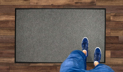 WaterHog Diamond | Commercial-Grade Entrance Mat with Rubber Border – Indoor/Outdoor, Quick Drying, Stain Resistant Door Mat (Medium Grey, 3' x 12')