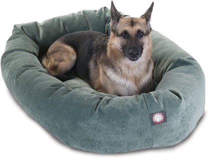 Majestic Pet 52 Inch Micro Velvet Calming Dog Bed Washable 52x35x11 (inch) – Cozy Soft Round Donut Dog Bed with Spine for Head Support - Pet Bed X- Large – Azure