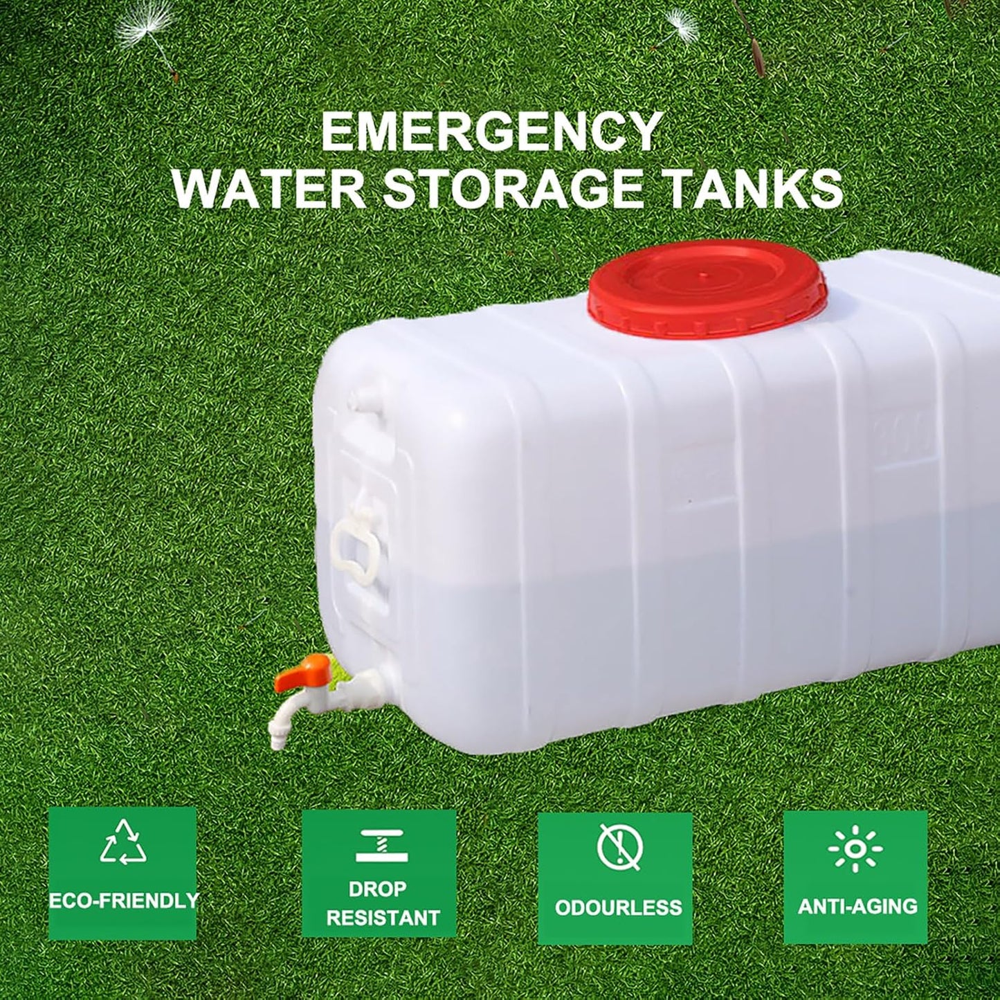 Large Capacity Water Tank with Spigot for Camping Plastic Water Storage Tank Water Container for Emergency Storage Household Outdoor Camping RV Self-Driving Tour(Size:110L/30gallon)