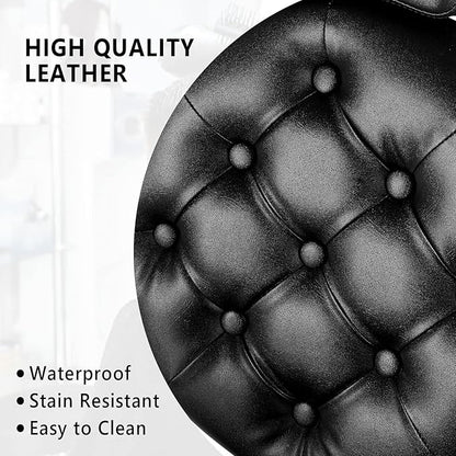 OmySalon Vintage Barber Chair All Purpose Heavy Duty, Hydraulic Recline Salon Beauty Styling Chair Retro Black, 360 Degree Swivel for Hair Stylist Tattoo, Round Base, Tufted Button