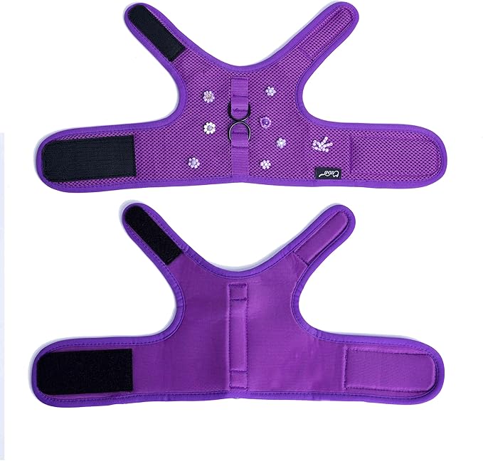 Cat Harness and Leash for Walking Escape Proof Breathable Mesh Fabric, Purple, Medium, Adjustable Cat Walking Jackets with DIY Beads, Padded Stylish Cat Vest