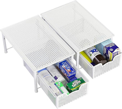 Simple Houseware Stackable Cabinet Basket Drawer Organizer, White