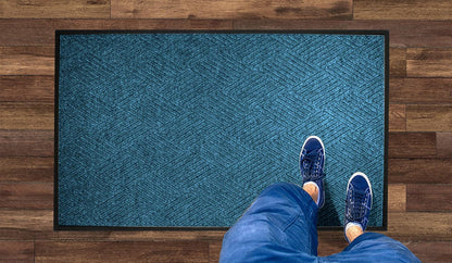 M+A Matting WaterHog Diamond | Commercial-Grade Entrance Mat with Rubber Border – Indoor/Outdoor, Quick Drying, Stain Resistant Door Mat (Medium Blue, 2' x 3')
