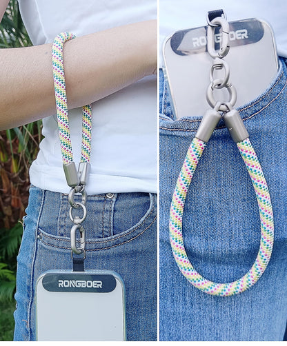 Rongboer Premium Phone Lanyard For Iphone&Android-Stylish Unisex Wrist Strap With Alloy Metal Hook&Reinforced Polyester-R14 (Rai