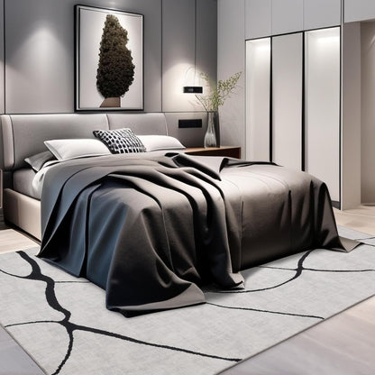 Modern Washable 8'X10' Area Rug for Living Room Bedroom - Large Abstract Black and White Rug Non-Slip Ultra-Thin Home Decor,Warping,8X10Ft