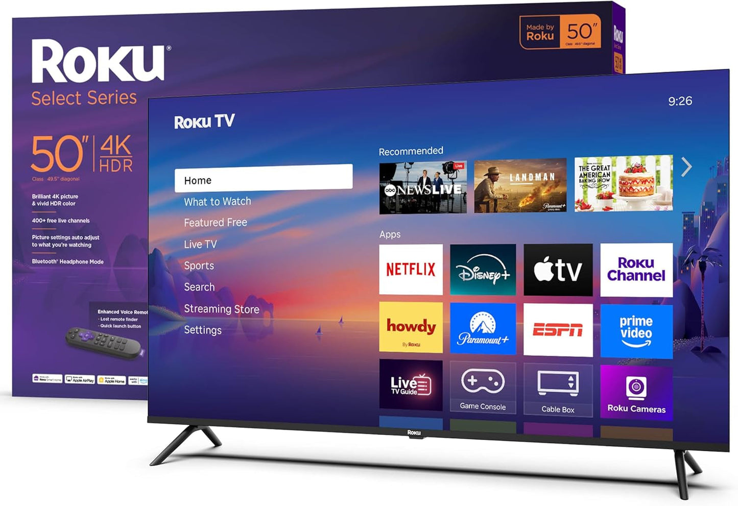 Smart TV 2025 – 50-Inch Select Series, 4K HDR TV – tv with Enhanced Voice Remote – Flat Screen LED Television with Wi-Fi for Streaming Live Local News, Sports, Family Entertainment
