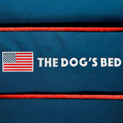 The Dog’s Bed Orthopedic Headrest Dog Bed XXL Blue Oxford with Red Trim US Flag 54x36, Memory Foam, Hip & Elbow Dysplasia, Post Surgery, Lameness, Veterinary Approved, Waterproof Washable Cover