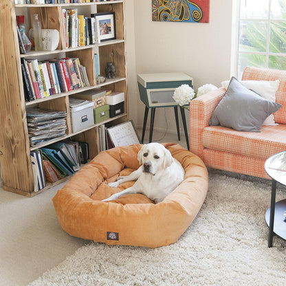 Majestic Pet 52 Inch Micro Velvet Calming Dog Bed Washable 52x35x11 (inch) – Cozy Soft Round Donut Dog Bed with Spine for Head Support - Pet Bed X- Large – Azure