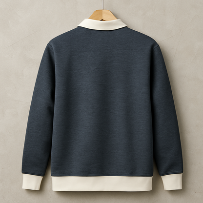 Premium Half-Zip Contrast Collar Sweatshirt – Charcoal Grey | Import Quality Casual Sports Pullover