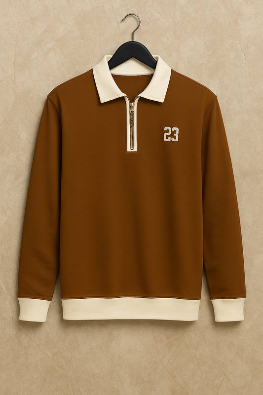 Premium Import Quality Half-Zip Sweatshirt – Contrast Collar | Casual Comfort Wear