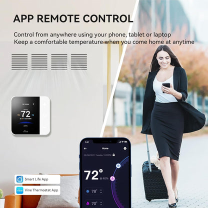 Thermostat for Home with Touchscreen Color Display, Wifi Smart Thermostat Compatible with Alexa and Google Assistant, 7Day/8Period Programmable, Energy Saving, C-Wire Required, Screen Size 2.8"
