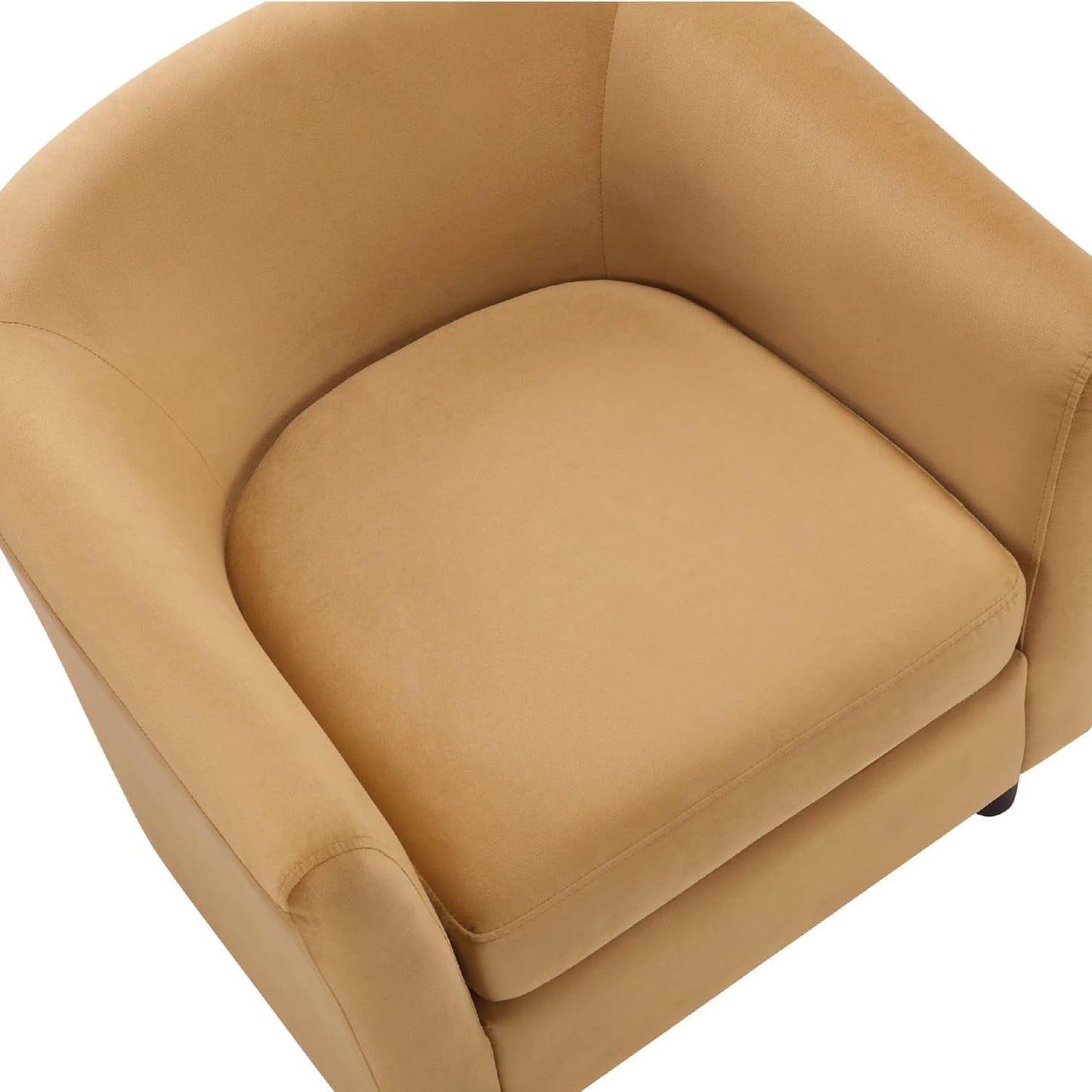 Accent Barrel Chair with Ottoman, Modern Comfy Armchair, Upholstered in Velvet, Reading Chair with Footrest, Contemporary Lounge for Living Room Bedroom Reading Room (Yellow)