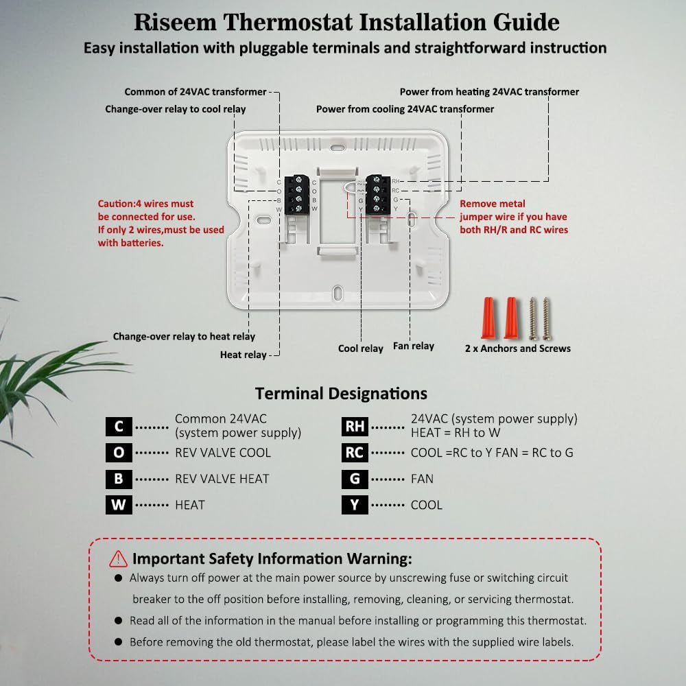 Programmable Thermostat for Home,Conventional Single-Stage Systems,5-1-1 Day Programmable Digital Energy-Saving Thermostat,Up to 1 Heat/1 Cool Compatible with Gas System，White Backlight