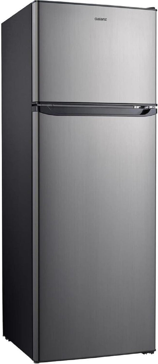 GLR12TS5F Refrigerator, Dual Door Fridge, Adjustable Electrical Thermostat Control with Top Mount Freezer Compartment, 12.0 Cu.Ft, Stainless Steel, 12