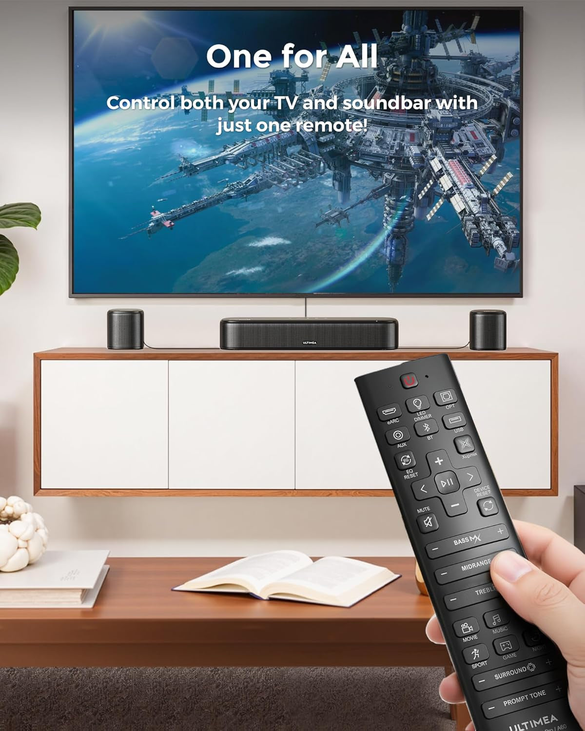 7.1Ch Sound Bar with Dolby Atmos, Surround Sound System for TV with 4 Surround Speakers, Sound Bar for Smart TV with App Control, Soundbar with Subwoofer for Home Theater, HDMI Earc, Aura A60
