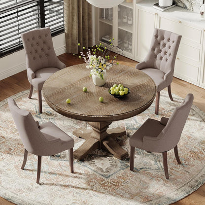 Wingback Upholstered Side Dining Room Chairs Set of 2, Fabric Dining Chairs with Tufted Button, Living Room Chairs for Home Kitchen, Taupe