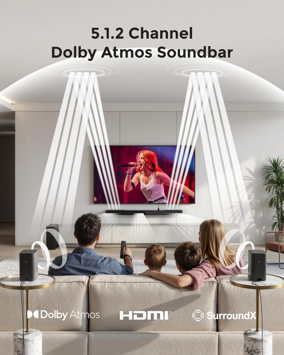 5.1.2Ch Sound Bar with Dolby Atmos, Surround Sound System for TV with 2 Surround Speakers, Sound Bar for Smart TV, Soundbar with Subwoofer for Home Theater, BT 5.4, HDMI Earc, Skywave F40