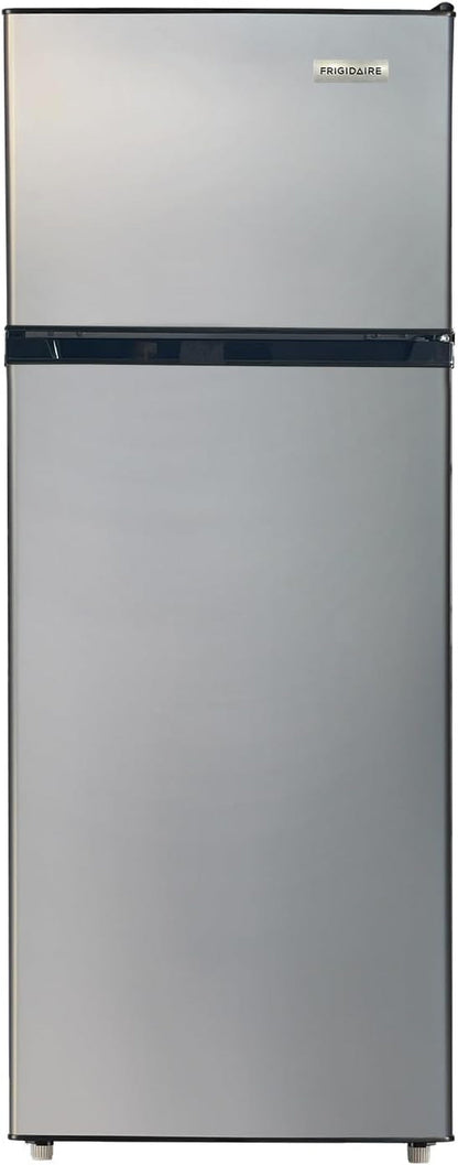 2 Door Apartment Size Refrigerator with Freezer, 7.5 Cu Ft, Adjustable Spill-Proof Shelves, Door & Crisper Bins, Platinum Silver, Garage Ready