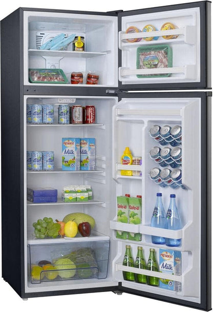 GLR12TS5F Refrigerator, Dual Door Fridge, Adjustable Electrical Thermostat Control with Top Mount Freezer Compartment, 12.0 Cu.Ft, Stainless Steel, 12