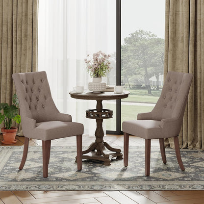 Wingback Upholstered Side Dining Room Chairs Set of 2, Fabric Dining Chairs with Tufted Button, Living Room Chairs for Home Kitchen, Taupe