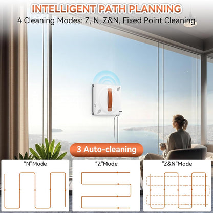 Window Cleaning Robot, 3000Pa Auto Windоw Cleaner Robot with Intelligent Path Planning & Edge Detection, Anti-Drop Prоtection, Dual Spray, Cleaner Tool for Tiles Railing Glass