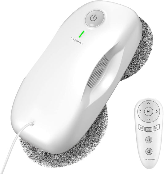 W2 Window Cleaner Robot, Automatic Cleaning with Intelligent Path Planning, 3800Pa Suction Power, Edge Detection Technology, Remote Control, White