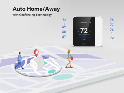 Smart Thermostat for House, Wifi Thermostats for Home Compatible with Alexa and Google Assistant, 7Day X 8Period Programmable, Energy Star Certified, C-Wire Required