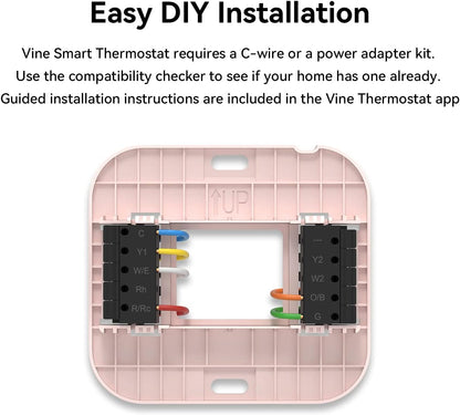 Smart Thermostat for Home TJ-560, Wifi Programmable Thermostat, Compatible with Alexa and Google Assistant, Energy Saving, 4 Inches Touch Screen, C-Wire Required, DIY Installation, Pink