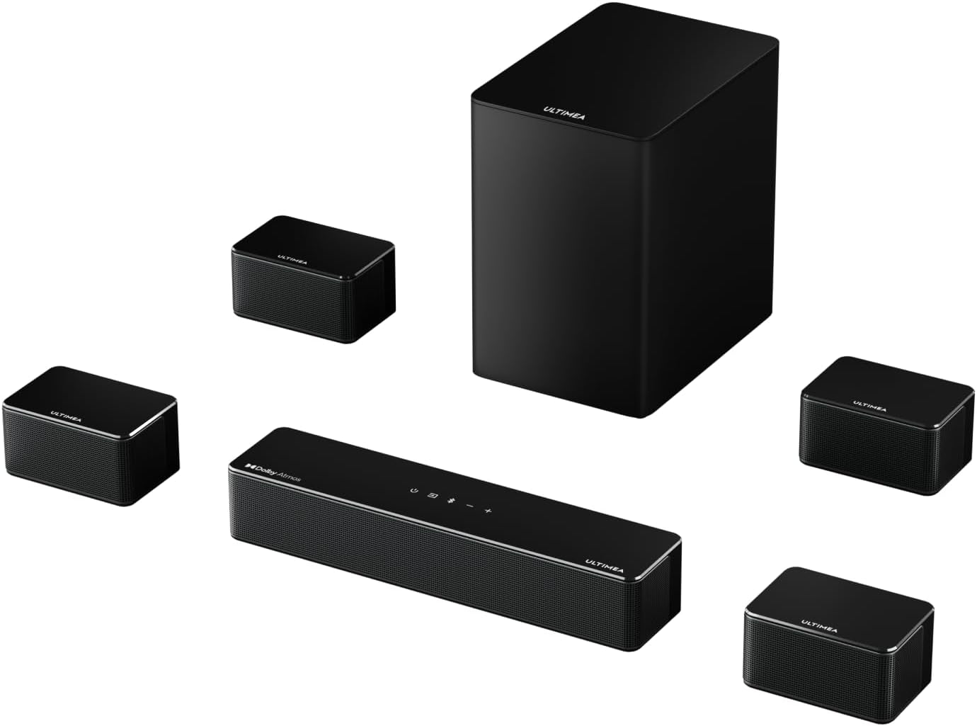 7.1CH Surround Sound System for TV, Soundbar with Dolby Atmos, 6.5" Wireless Subwoofer, APP Control, 4 Wired Surround Speakers, Peak Power 460W Soundbar for TV, Poseidon D80 (New 2025 Model)