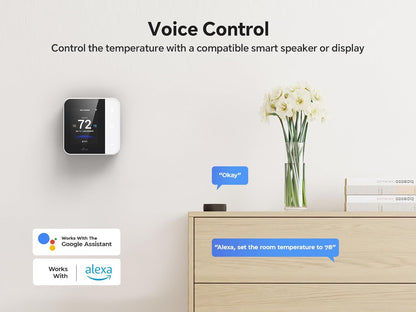 Smart Thermostat for House, Wifi Thermostats for Home Compatible with Alexa and Google Assistant, 7Day X 8Period Programmable, Energy Star Certified, C-Wire Required